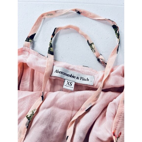 ABERCROMBIE & FITCH Women's Pink Floral Spaghetti Strap Mini Dress XS - Picture 6 of 7